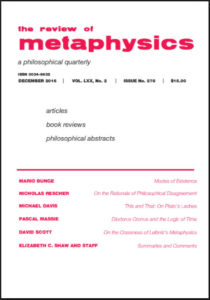 Cover of the Review of Metaphysics.