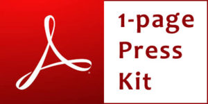 A button featuring the Adobe Acrobat logo, labeled 1-page press kit.