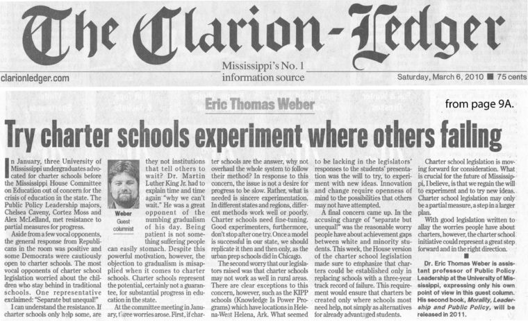 Photo of my op-ed in the Clarion Ledger, which links to a PDF of the scan, though the full text is available below on the Web page featuring this image.