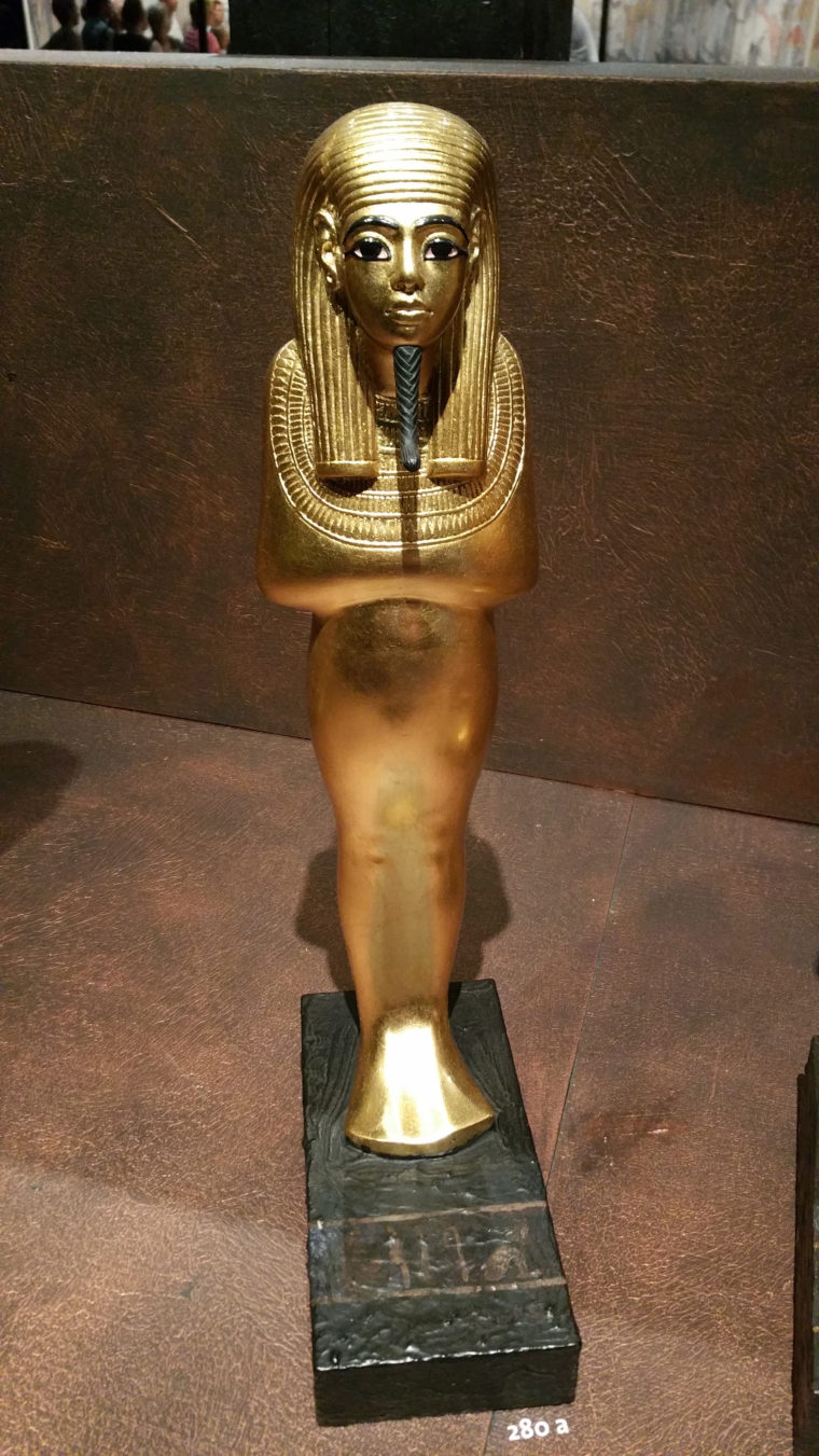 Reproduction statue from an exhibit on the tomb of Tutankhamun.