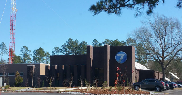 Photo of WDAM TV, Hattiesburg, MS's Channel 7 studio, from the outside.