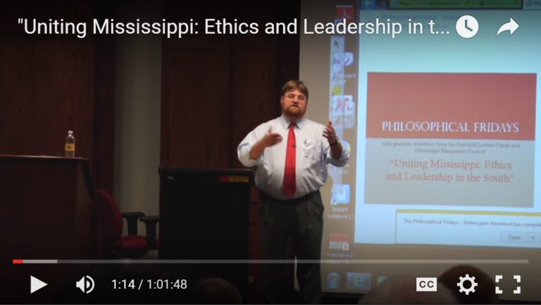 Screen capture from the video of my talk on 'Uniting Mississippi' at the University of Southern Mississippi.