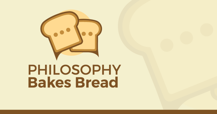 Logo for Philosophy Bakes Bread, which looks like two conversation bubbles shaped like slices of bread.