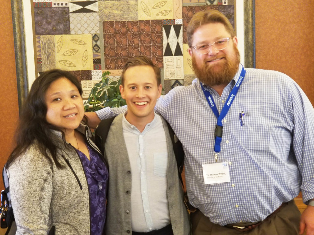 Maria Richie, Andrew Nelson, and Dr. Eric Thomas Weber at the 2019 Midwest Educational Research Association conference in Cincinnatti, Ohio.