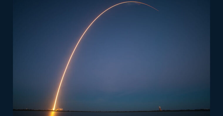 Image of a rocket's trajectory. 