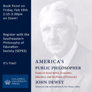 Image of the cover of my book, America's Public Philosopher. 