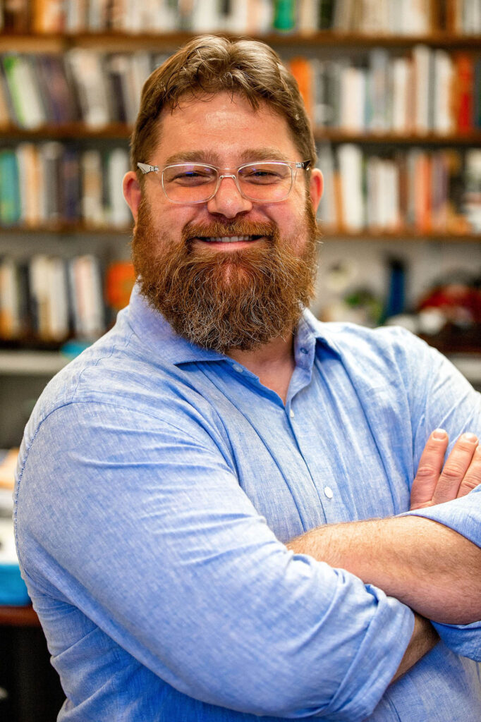 Dr. Eric Thomas Weber in his office at the University of Kentucky. Photo by Beth Goins, 2025.