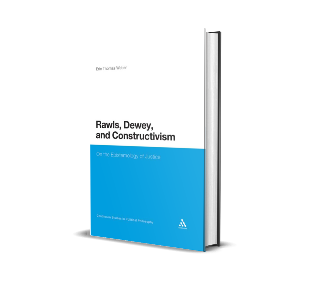 The cover of Rawls, Dewey, and Constructivism, featuring black text on a white background with blue below.