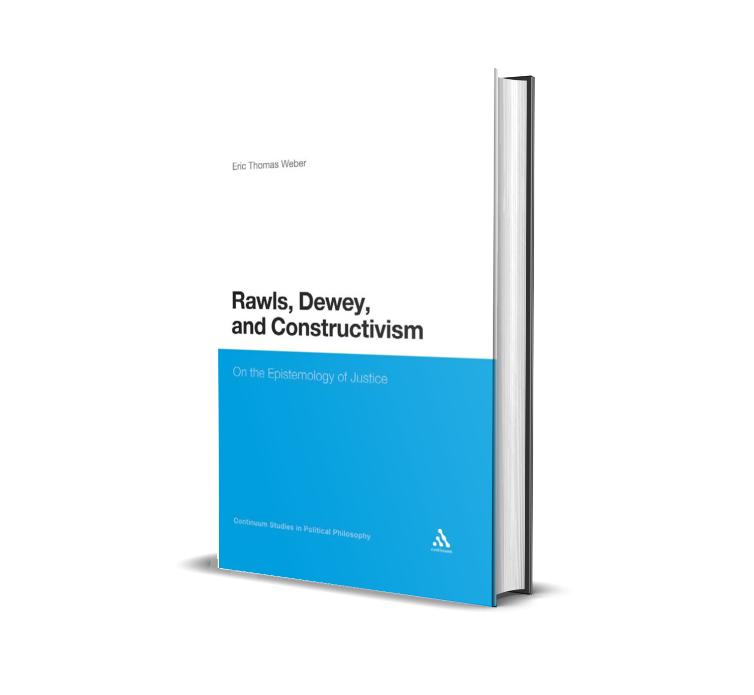 Cover of Rawls, Dewey, and Constructivism, featuring black text over white with a blue bottom to the cover.